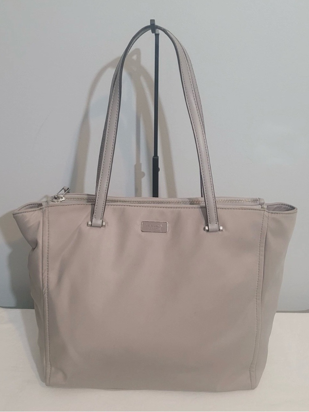 Kate Spade Dawn Light Gray Tote Bag Triple Compartment Shoulder Purse
